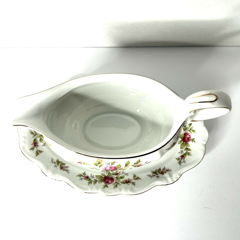 Vintage Johann‎ Haviland Moss Rose Gravy Boat With Attached Under Plate Bavaria - Picture 2 of 11